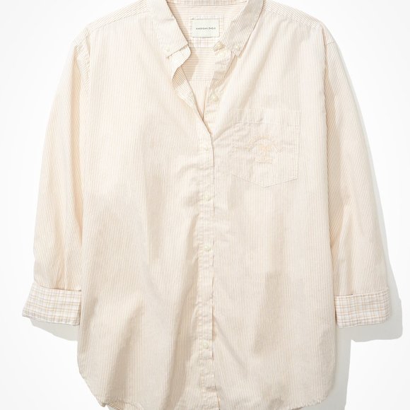 American Eagle Oversized Oxford Button-Up Shirt - Picture 1 of 2